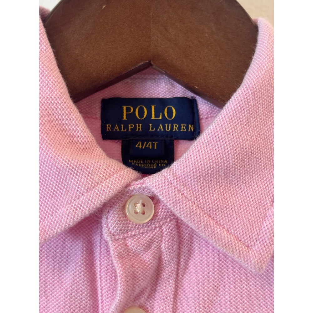 Polo Ralph Lauren Kids Pink Short Sleeve Pique Polo Shirt Size 4/4T Pony Logo - Picture 2 of 9